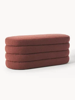 Bancos|Bancos>Westwing Collection Banco tapizado en tejido bouclé Alto Bouclé rojo vino
