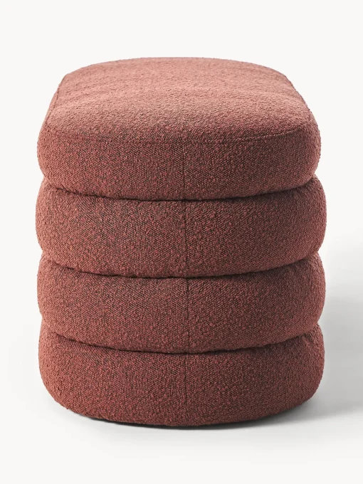 Bancos|Bancos>Westwing Collection Banco tapizado en tejido bouclé Alto Bouclé rojo vino
