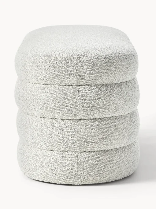 Bancos|Bancos>Westwing Collection Banco tapizado en tejido bouclé Alto Bouclé blanco Off White