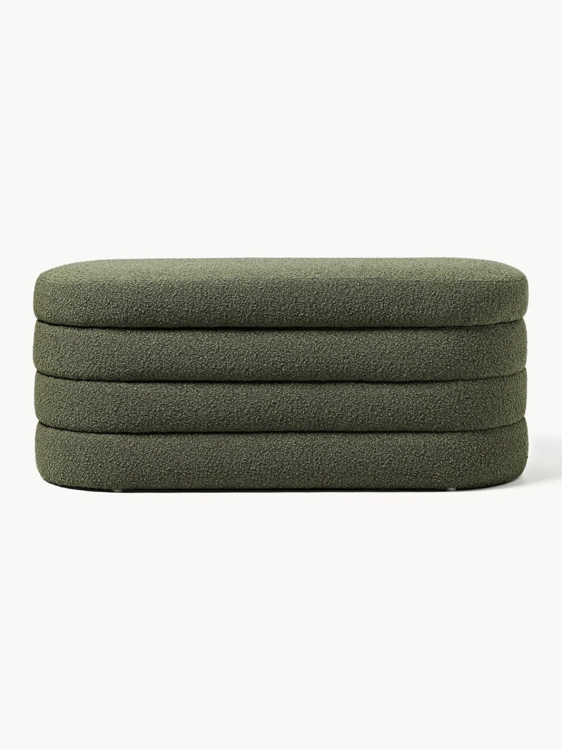 Bancos|Bancos>Westwing Collection Banco tapizado en tejido bouclé con espacio de almacenaje Alto Bouclé verde oscuro