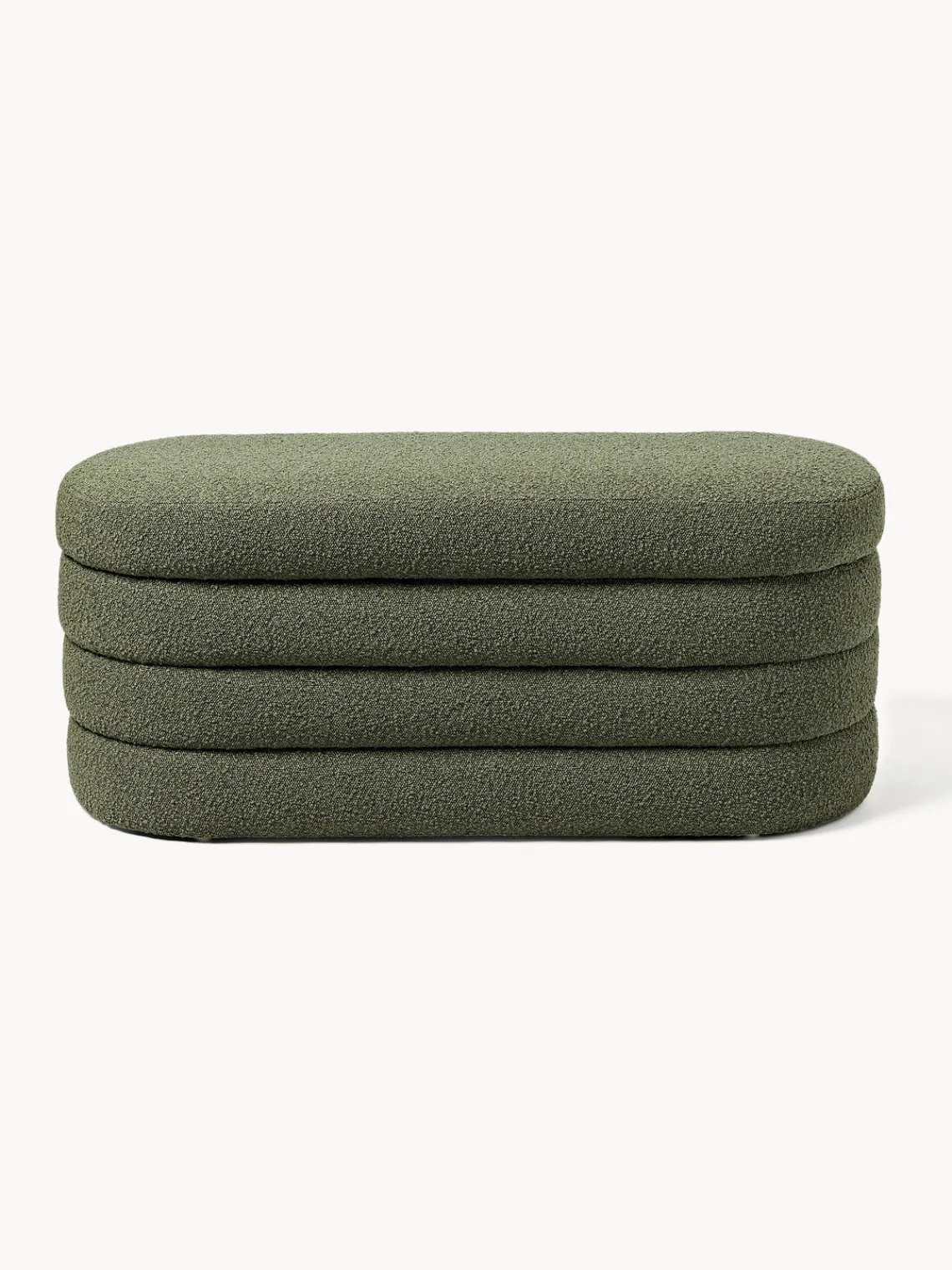 Bancos|Bancos>Westwing Collection Banco tapizado en tejido bouclé con espacio de almacenaje Alto Bouclé verde oscuro