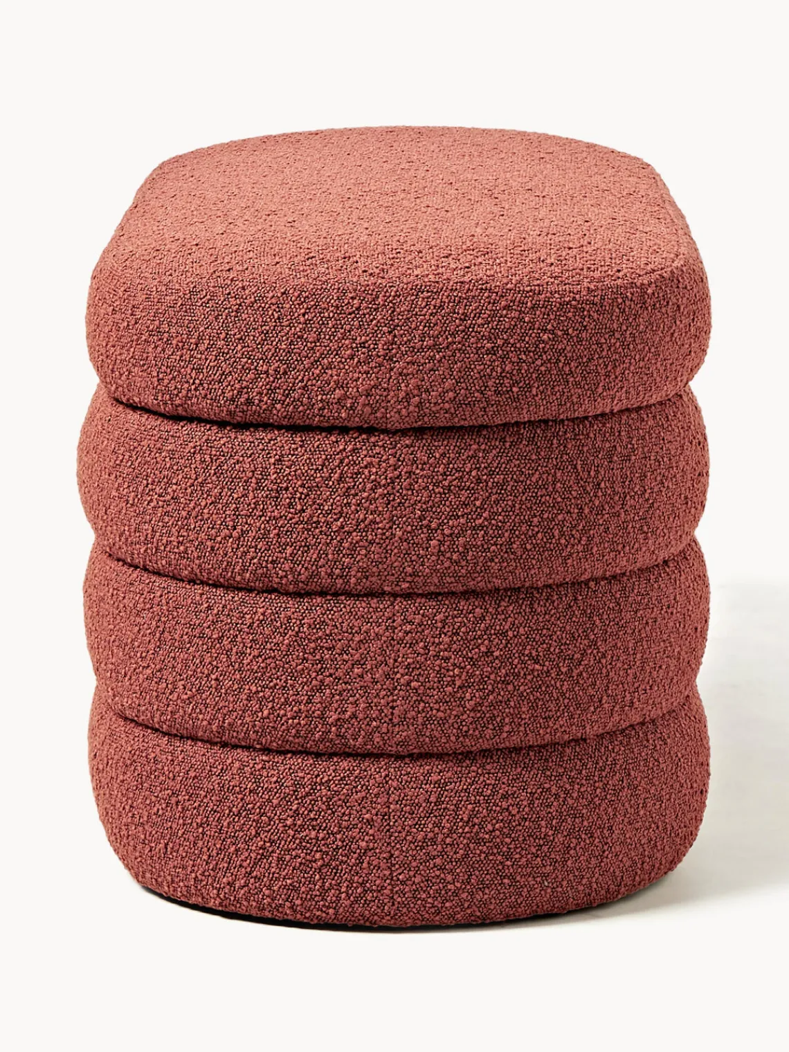 Bancos|Bancos>Westwing Collection Banco tapizado en tejido bouclé con espacio de almacenaje Alto Bouclé rojo óxido