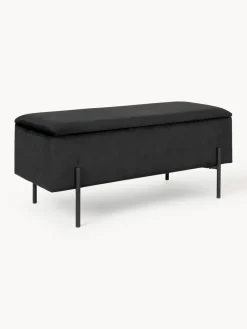 Bancos|Bancos>House Nordic Banco tapizado en terciopelo con espacio de almacenamiento Watford Terciopelo negro