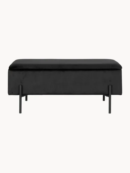 Bancos|Bancos>House Nordic Banco tapizado en terciopelo con espacio de almacenamiento Watford Terciopelo negro