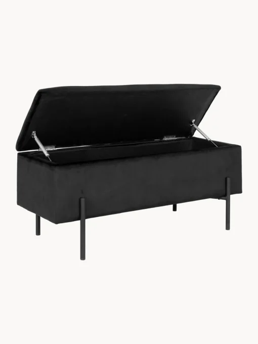 Bancos|Bancos>House Nordic Banco tapizado en terciopelo con espacio de almacenamiento Watford Terciopelo negro