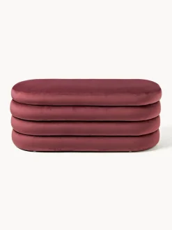 Bancos|Bancos></noscript>Westwing Collection Banco tapizado en terciopelo con espacio de almacenaje Alto Terciopelo rojo vino