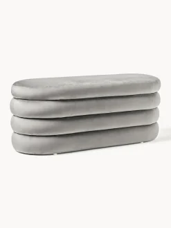 Bancos|Bancos>Westwing Collection Banco tapizado en terciopelo con espacio de almacenaje Alto Terciopelo gris