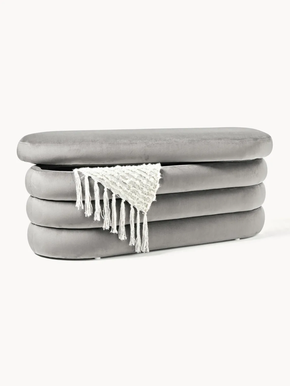 Bancos|Bancos>Westwing Collection Banco tapizado en terciopelo con espacio de almacenaje Alto Terciopelo gris