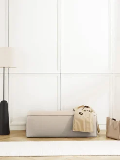 Bancos|Bancos></noscript>Westwing Collection Banco tapizado Sanja Tejido beige claro