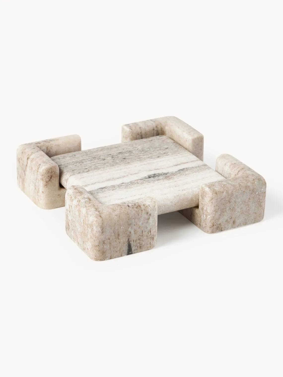 Jarrones|Bandejas Decorativas>Westwing Collection Bandeja decorativa de mármol Knud Mármol beige claro