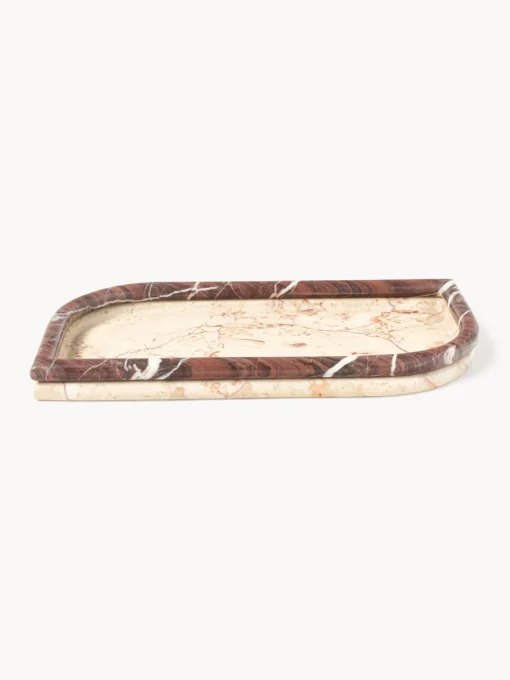 Jarrones|Bandejas Decorativas>Westwing Collection Bandeja decorativa de mármol Maba Mármol rojo vino, blanco crema y melocotón