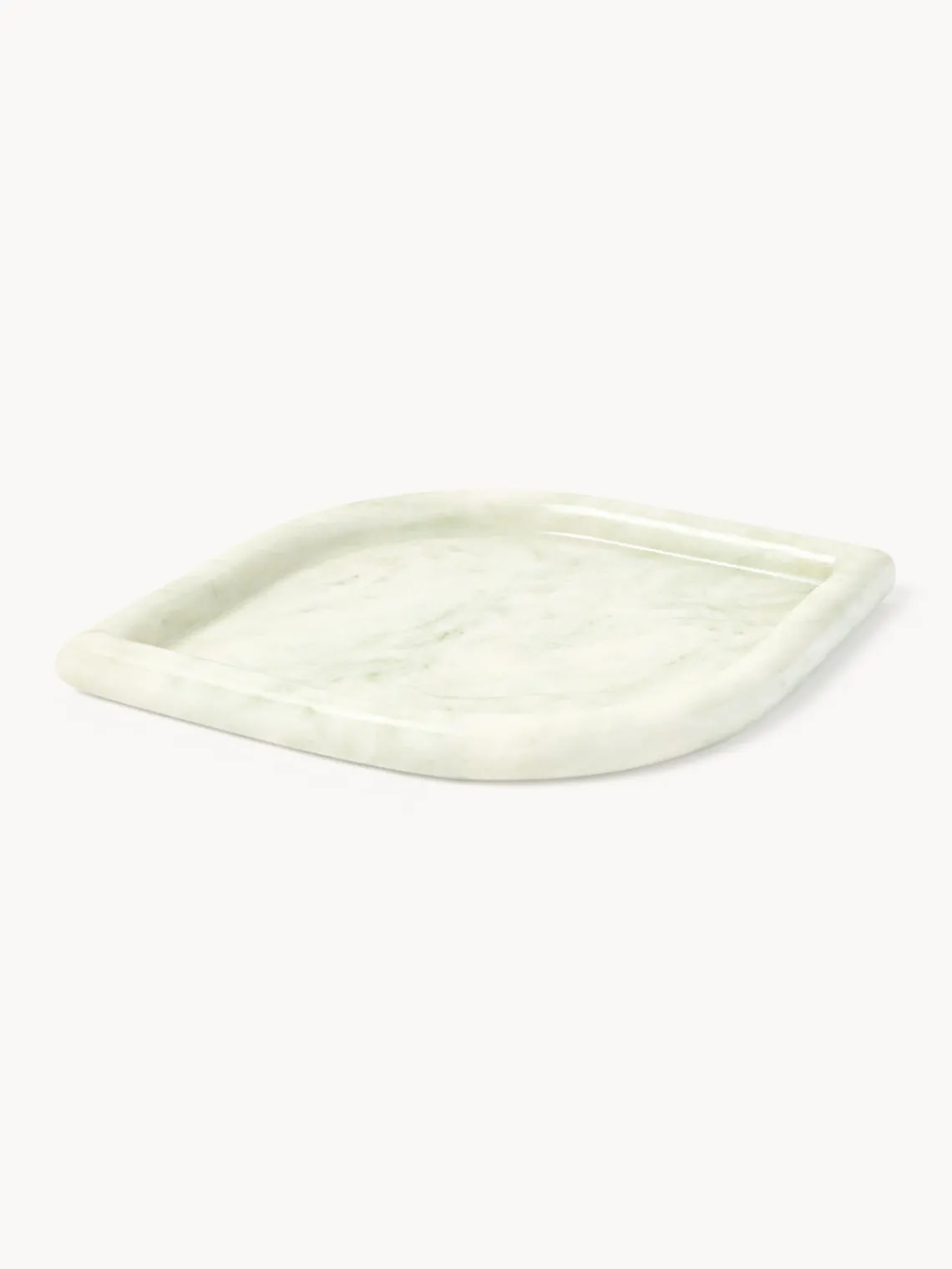 Bandejas Decorativas|Jarrones>Westwing Collection Bandeja decorativa de mármol Maba Mármol verde salvia y blanco Off White