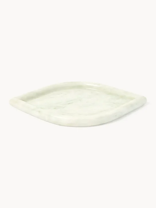 Bandejas Decorativas|Jarrones>Westwing Collection Bandeja decorativa de mármol Maba Mármol verde salvia y blanco Off White
