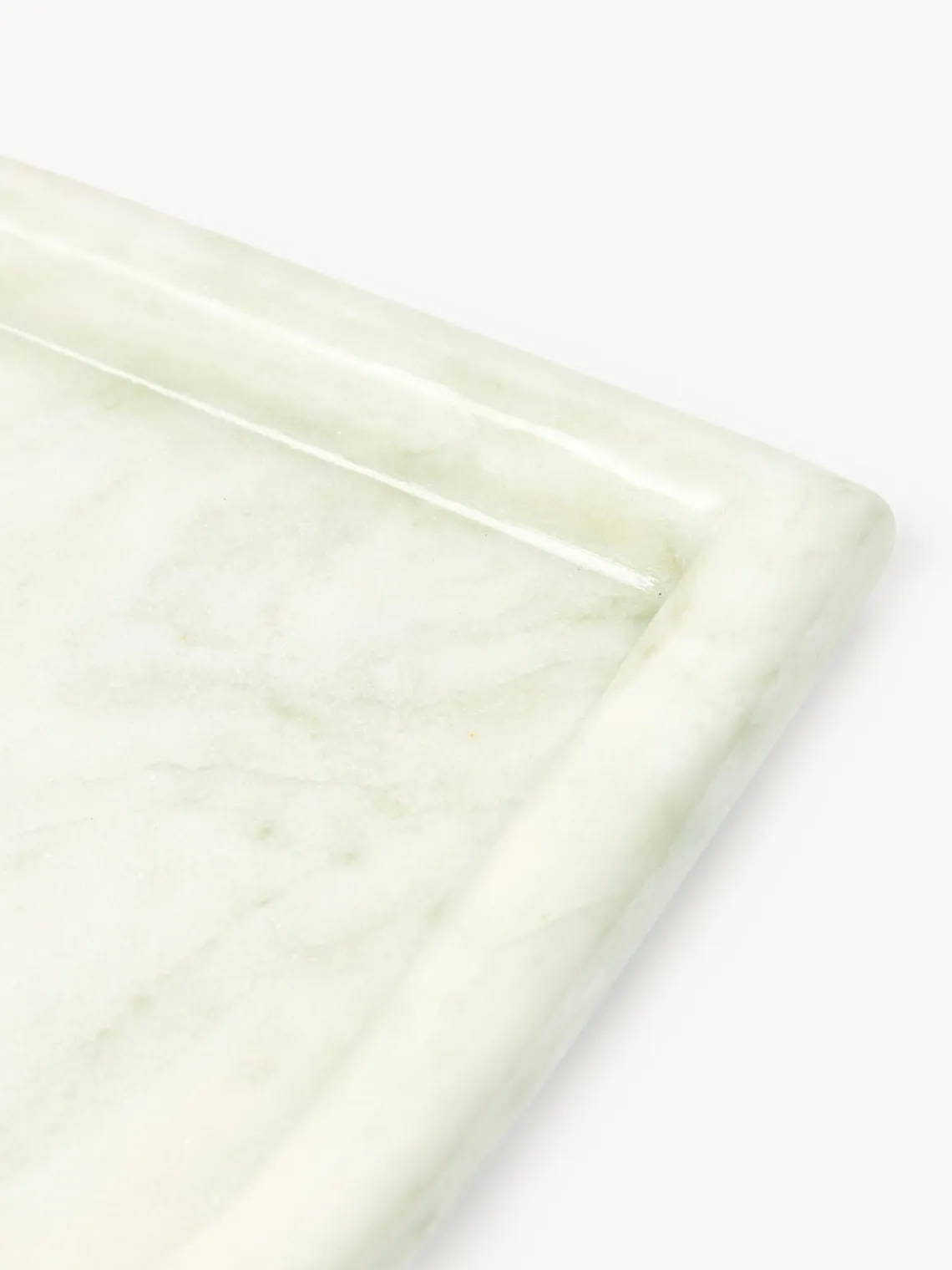 Bandejas Decorativas|Jarrones>Westwing Collection Bandeja decorativa de mármol Maba Mármol verde salvia y blanco Off White