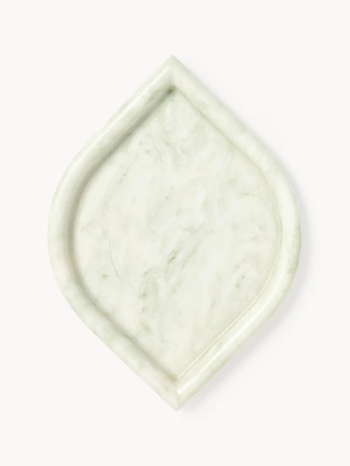 Bandejas Decorativas|Jarrones>Westwing Collection Bandeja decorativa de mármol Maba Mármol verde salvia y blanco Off White