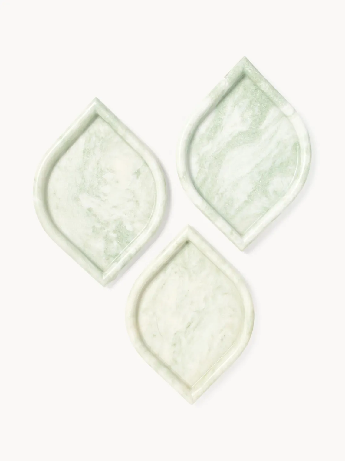 Bandejas Decorativas|Jarrones>Westwing Collection Bandeja decorativa de mármol Maba Mármol verde salvia y blanco Off White