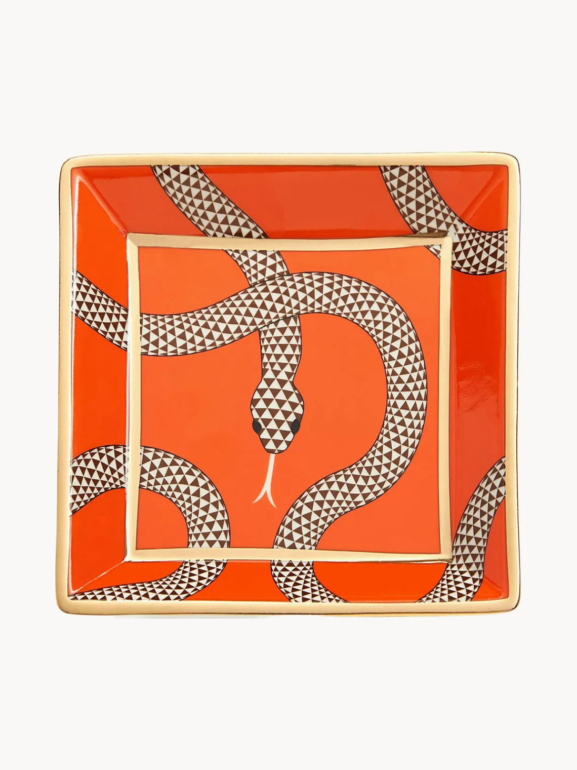 Jarrones|Bandejas Decorativas>Jonathan Adler Bandeja decorativa de porcelana con oro Eden