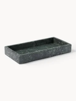 Jarrones|Bandejas Decorativas>Westwing Collection Bandeja decorativa pequeña de mármol Venice Mármol verde oscuro