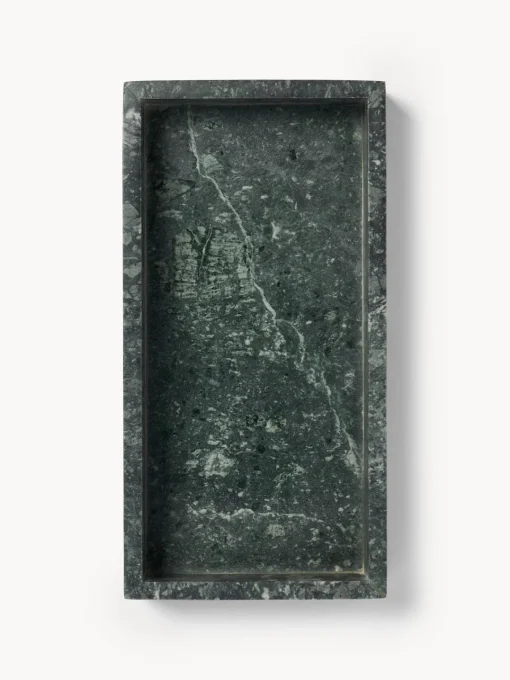 Jarrones|Bandejas Decorativas>Westwing Collection Bandeja decorativa pequeña de mármol Venice Mármol verde oscuro