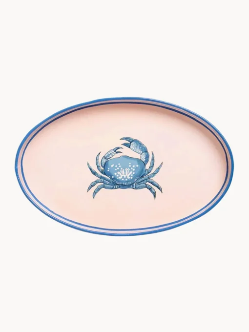 Sale Bandeja decorativa pintada a mano con motivo de cangrejo Fauna Bandejas Decorativas|Jarrones