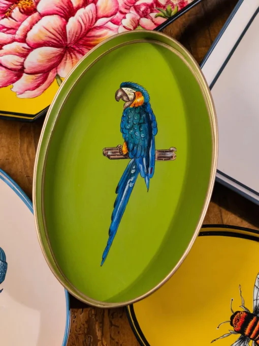 Discount Bandeja decorativa pintada a mano con motivo de Fauna Bandejas Decorativas|Jarrones