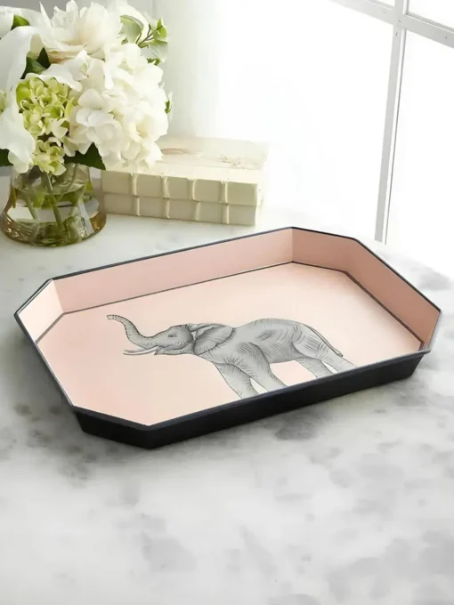 Discount Bandeja decorativa pintada a mano con motivo de elefante Fauna Bandejas Decorativas|Decoración