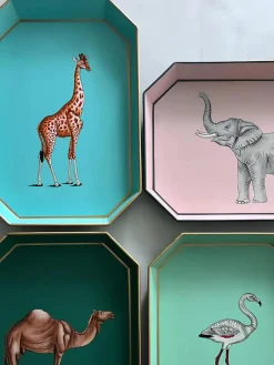 Discount Bandeja decorativa pintada a mano con motivo de elefante Fauna Bandejas Decorativas|Decoración