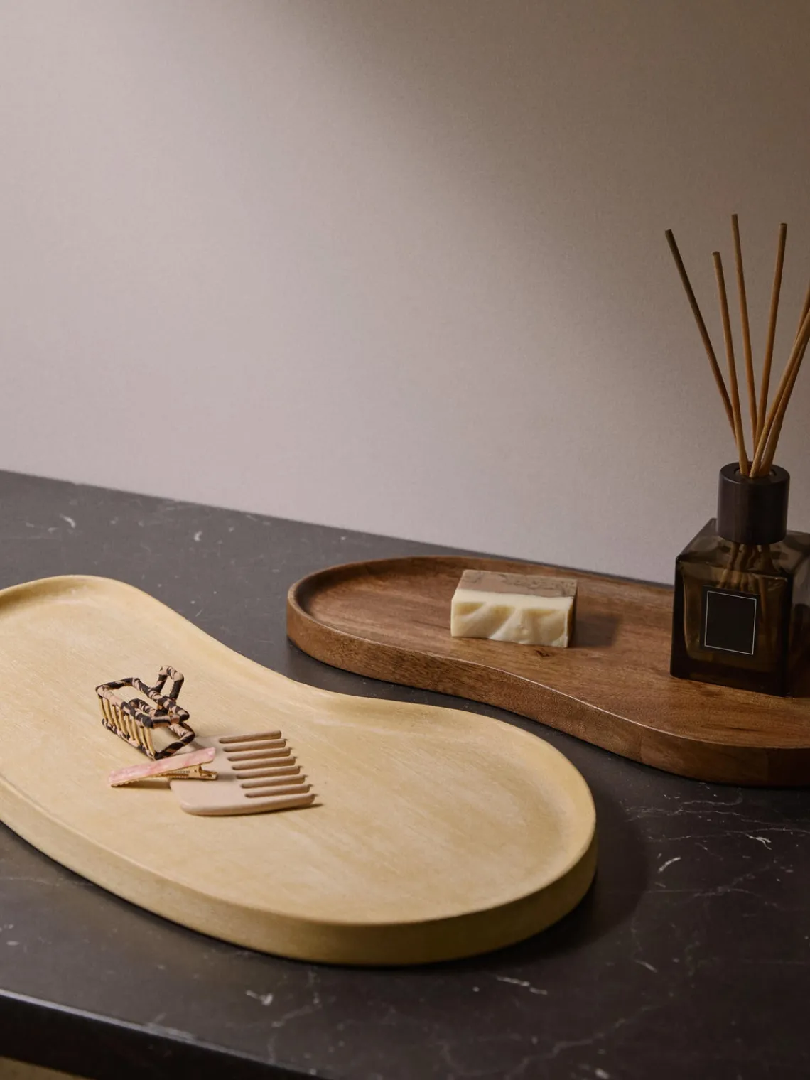 Bandejas decorativas de madera de mango Oda, 2 uds. Bandejas Decorativas|Decoración