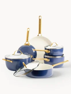 Ollas|Ollas>GreenPan Batería de cocina antiadherente Padova, 10 pzas. Azul oscuro, blanco crema, dorado