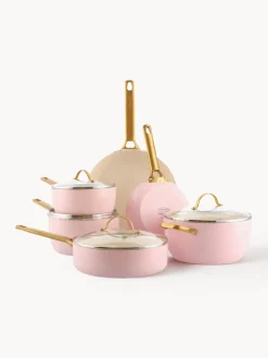 Ollas|Ollas>GreenPan Batería de cocina antiadherente Padova, 10 pzas. Rosa, blanco crema, dorado