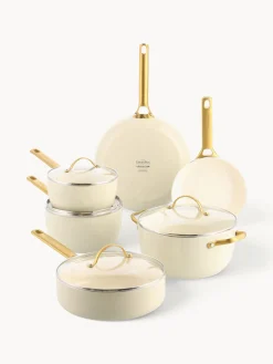 Ollas|Ollas>GreenPan Batería de cocina antiadherente Padova, 10 pzas. Blanco crema, dorado
