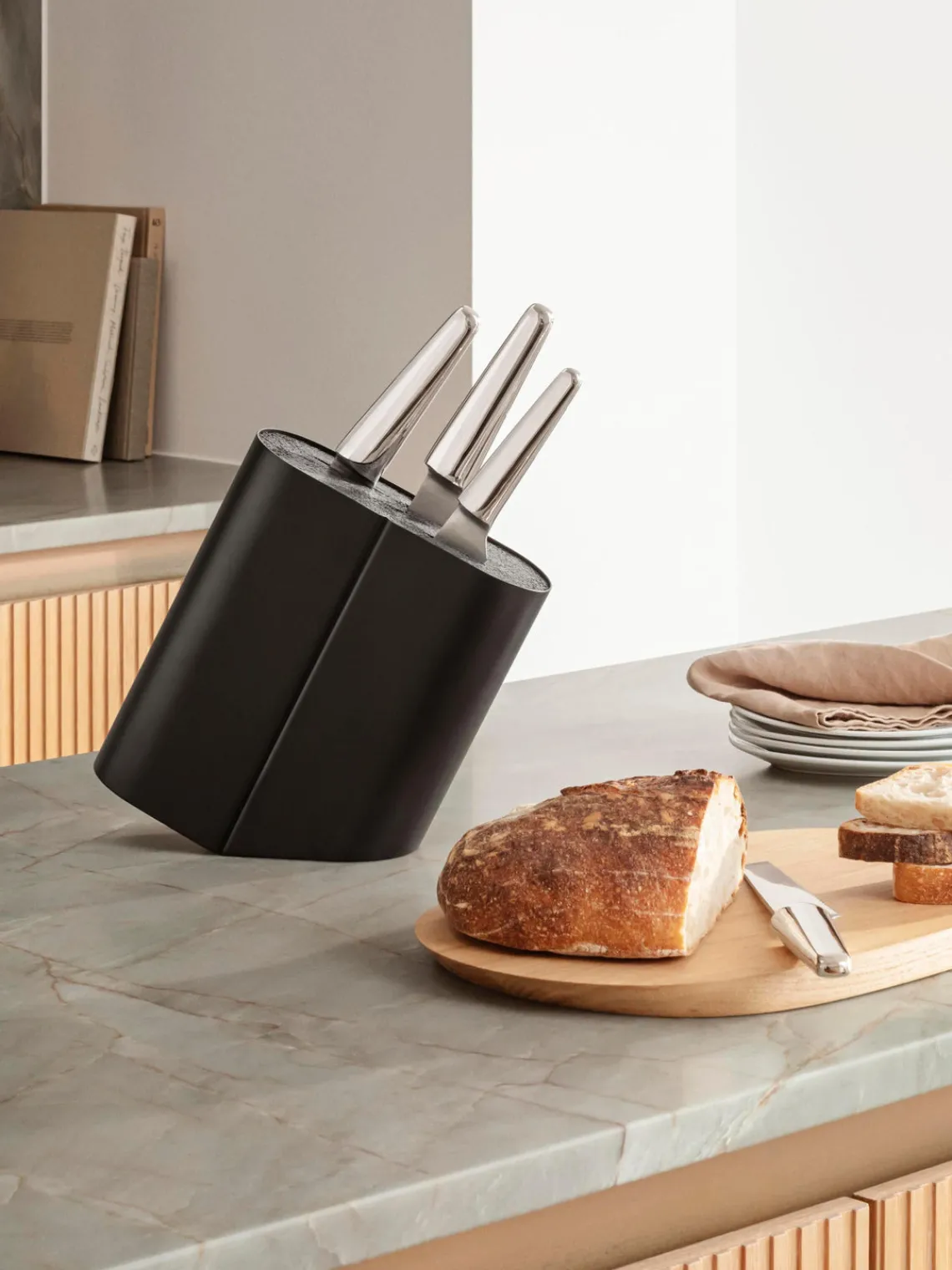 Cuchillos De Cocina Y Bloques|Cuchillos De Cocina>GEORG JENSEN Bloque para cuchillos de acero inoxidable Alfredo Negro mate