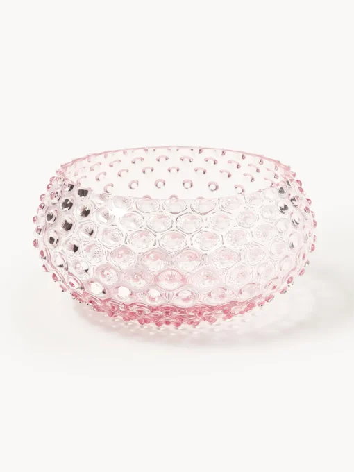 Boles Y Tazones|Vajillas Completas>ANNA VON LIPA Bol de vidrio soplado Hobnail Rosa claro transparente