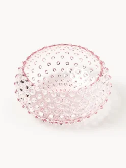Boles Y Tazones|Vajillas Completas>ANNA VON LIPA Bol de vidrio soplado Hobnail Rosa claro transparente