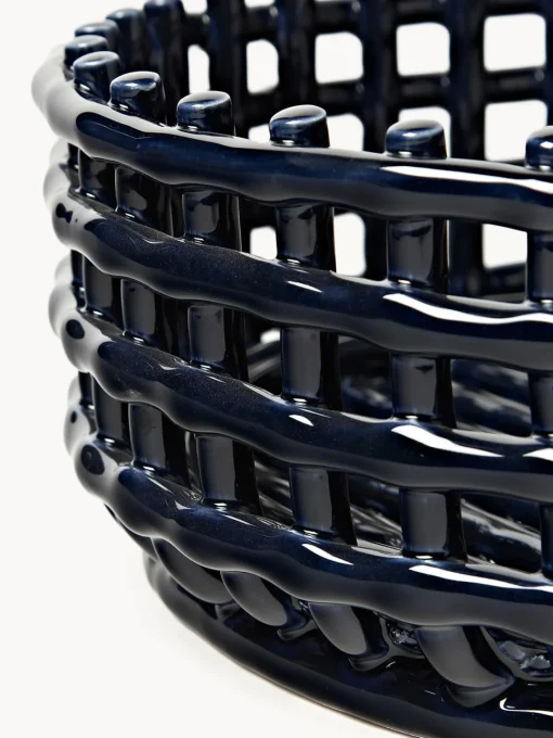 Cuencos Decorativos|Decoración>Ferm Living Bol decorativo artesanal de cerámica Centrepiece Azul oscuro