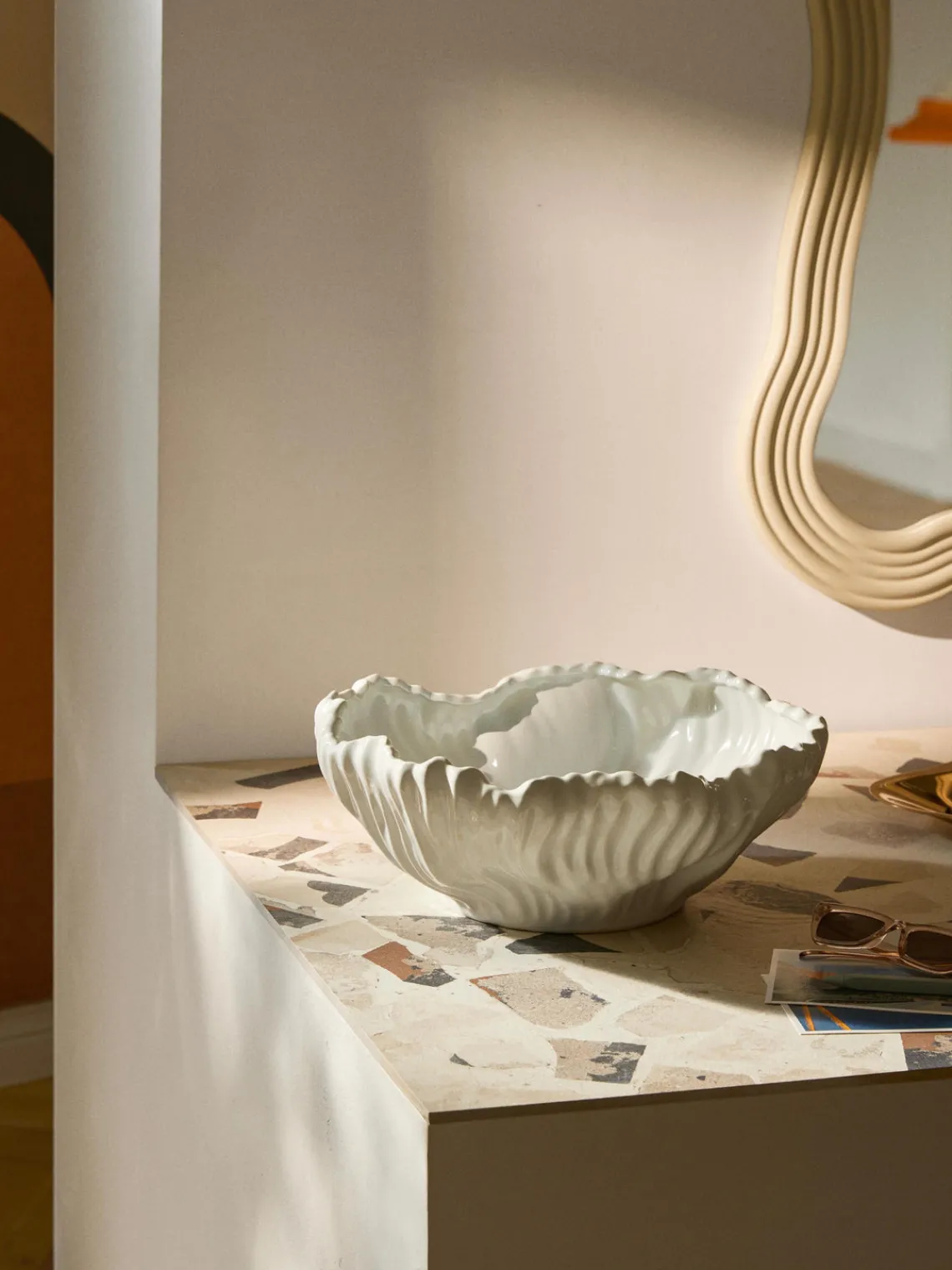 Sale Bol decorativo con borde acanalado XL Milazzo Jarrones|Cuencos Decorativos