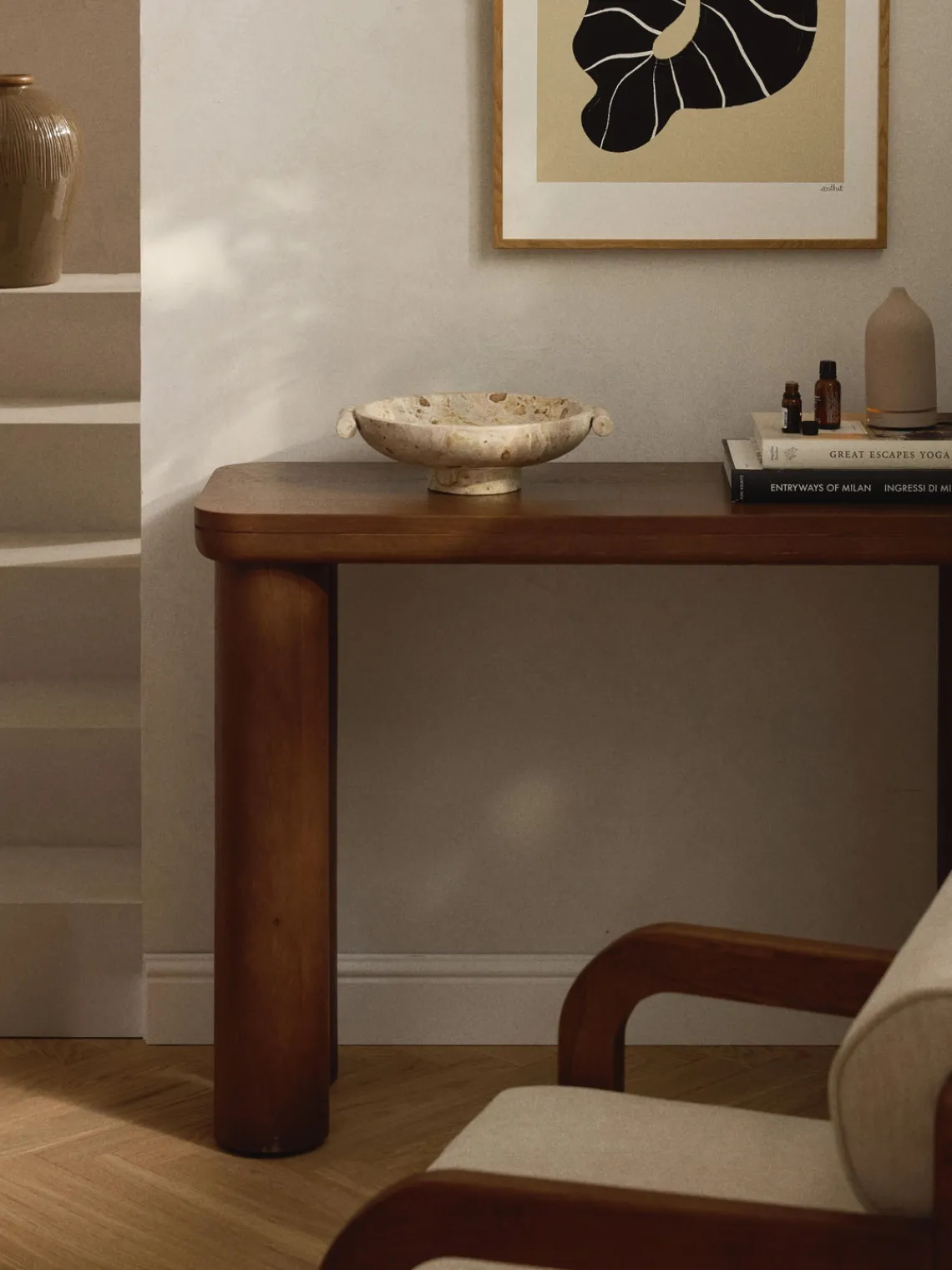 Jarrones|Cuencos Decorativos>Westwing Collection Bol decorativo de mármol Fossil, 10 cm Tonos beige veteado