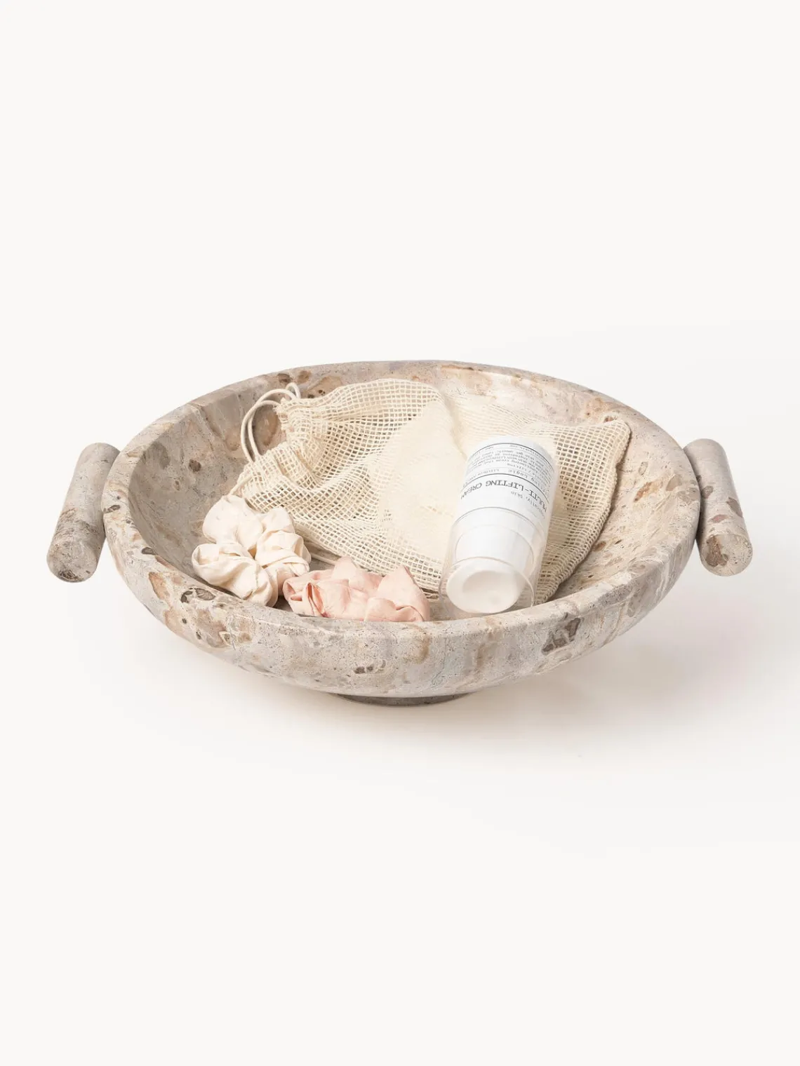 Jarrones|Cuencos Decorativos>Westwing Collection Bol decorativo de mármol Fossil, 10 cm Tonos beige veteado