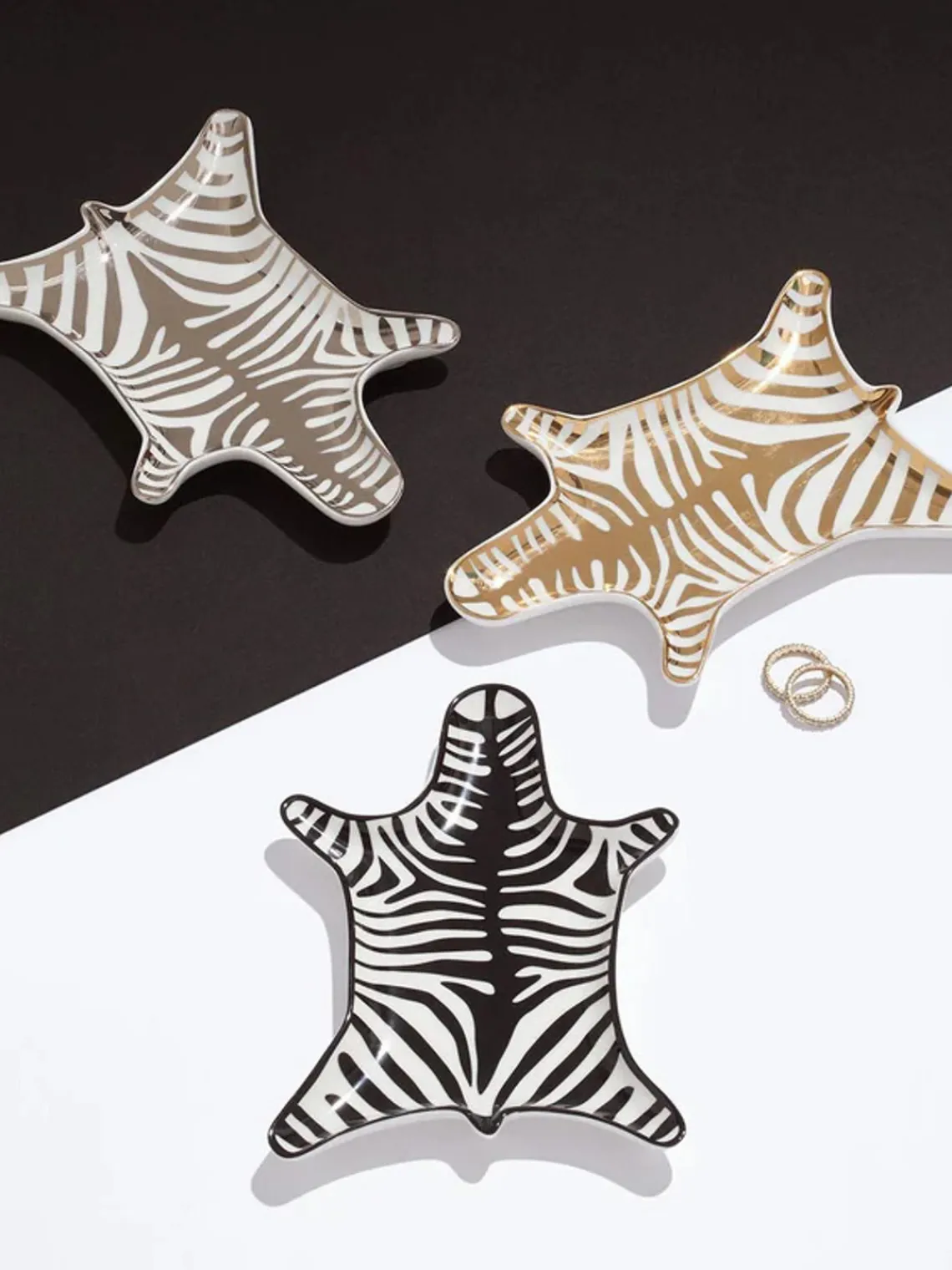 Bol decorativo de porcelana con oro Zebra Bandejas Decorativas|Jarrones