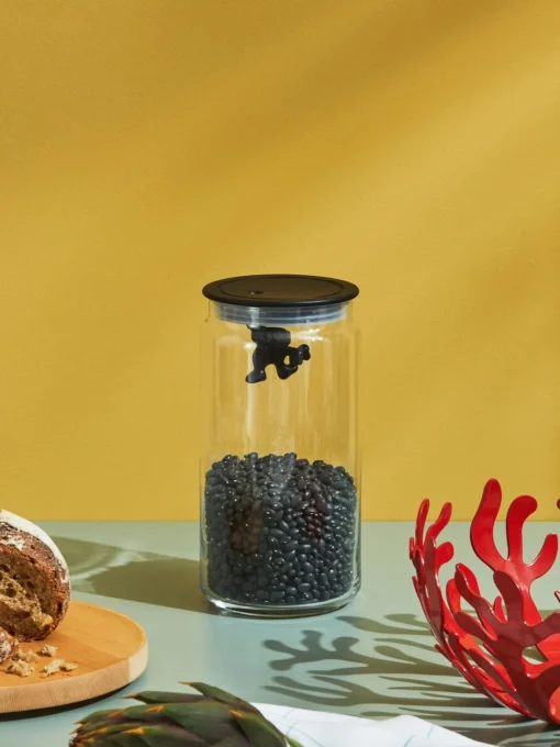 Botes De Cocina|Almacenaje De Cocina>ALESSI Bote de almacenamiento Gianni, 21 cm Negro, transparente