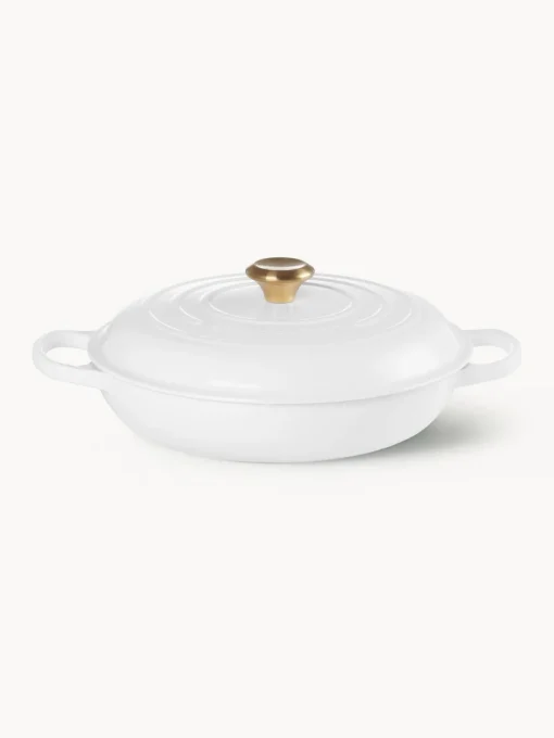 Ollas|Ollas>LE CREUSET Cacerola baja de hierro fundido Signature Collection Blanco, dorado