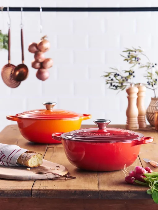 Ollas|Ollas>LE CREUSET Cacerola Marmita de hierro fundido La Marmite Signature Collection Tonos rojos, plateado