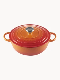 Ollas|Ollas></noscript>LE CREUSET Cacerola Marmita de hierro fundido La Marmite Signature Collection Tonos naranjas, plateado