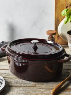 Ollas|Ollas>Staub Cacerola ovalada de hierro fundido La Cocette Rojo vino, plateado