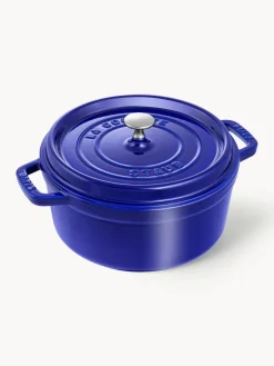 Ollas|Ollas>Staub Cacerola redonda de hierro fundido La Cocotte Azul real, plateado