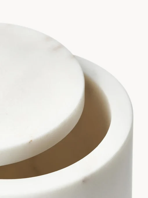 Accesorios De Baño|Jarrones>Westwing Collection Caja de almacenamiento de mármol Simba, al 12 cm Mármol blanco