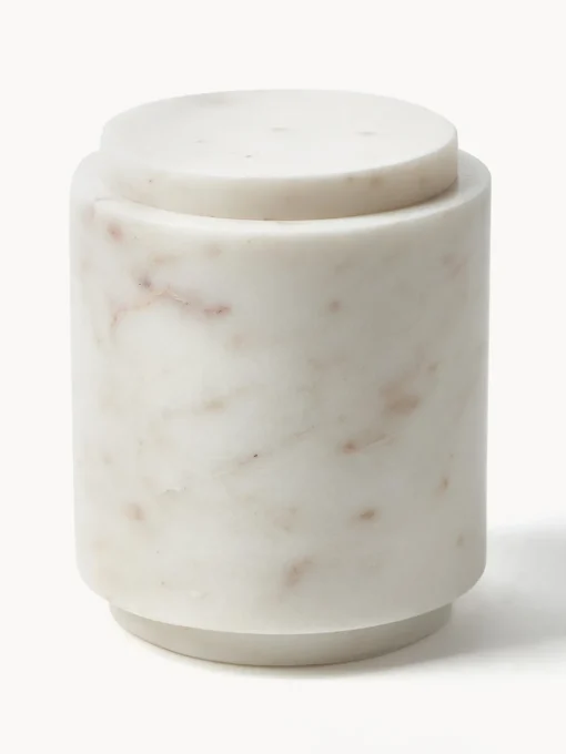 Accesorios De Baño|Accesorios De Baño>Westwing Collection Caja de almacenamiento de mármol Simba, al 14 cm Mármol blanco