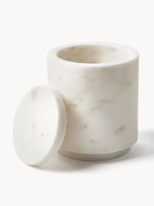 Accesorios De Baño|Accesorios De Baño>Westwing Collection Caja de almacenamiento de mármol Simba, al 14 cm Mármol blanco
