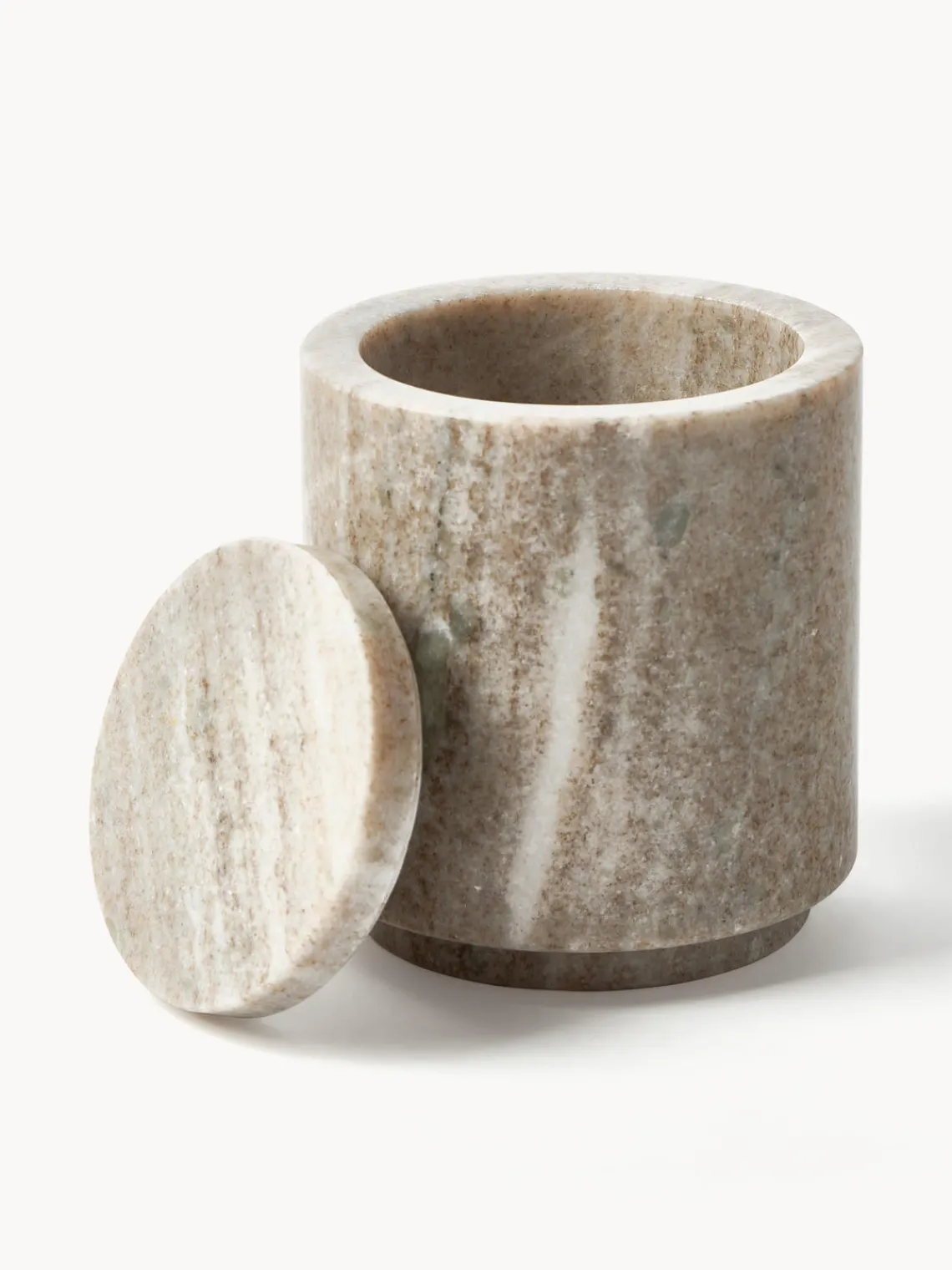 Accesorios De Baño|Jarrones>Westwing Collection Caja de almacenamiento de mármol Simba, al 14 cm Mármol beige