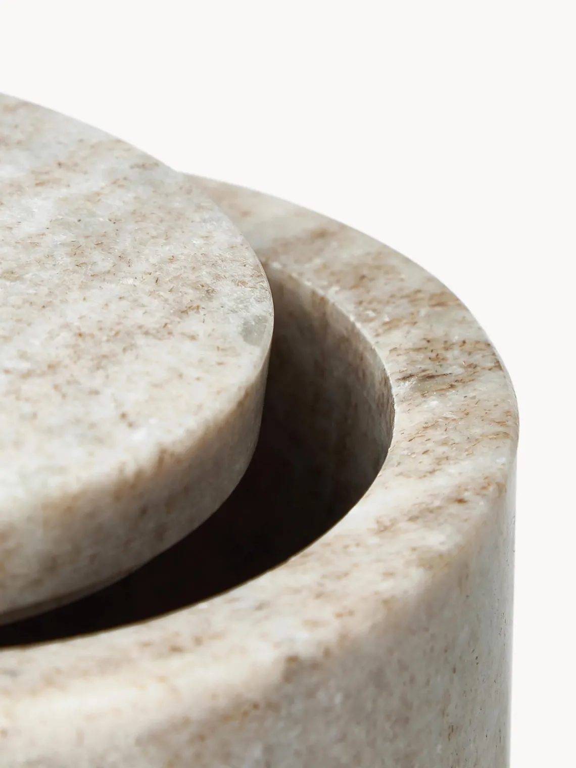 Accesorios De Baño|Jarrones>Westwing Collection Caja de almacenamiento de mármol Simba, al 14 cm Mármol beige